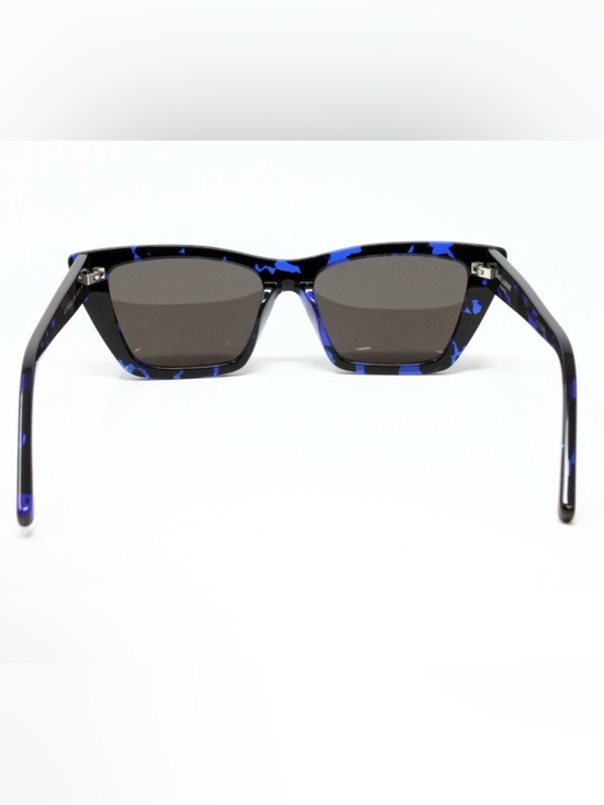 Saint Laurent Black Frame Sunglasses with Blue Tortoise Accents New with case
